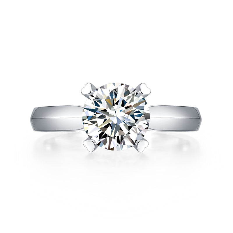 1.5 Carat Moissanite Diamond Ring Heart Shape Prong 925 Sterling Silver