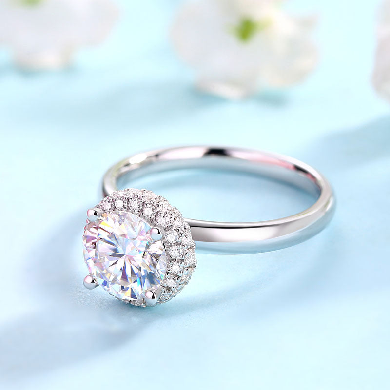 1.5 Carat Moissanite Diamond Halo Ring - View 7 | SelinJewels
