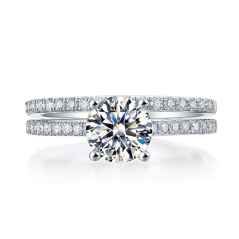1 Carat Moissanite Diamond Ring Set - View 5 | SelinJewels