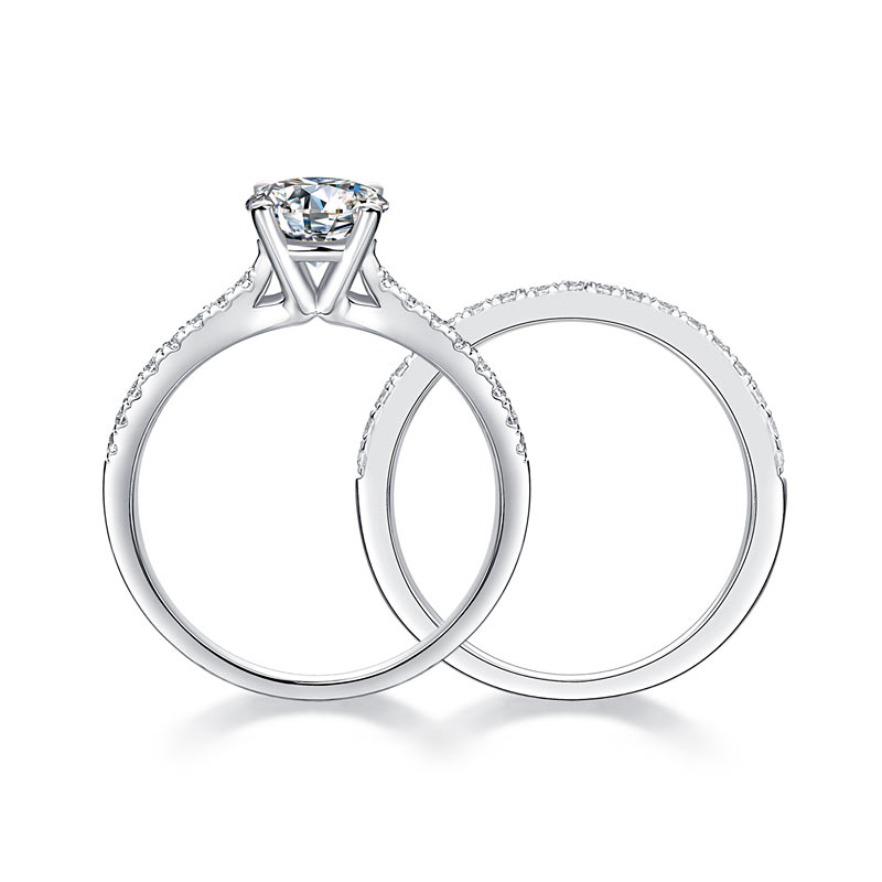 1 Carat Moissanite Diamond Ring Set - View 8 | SelinJewels