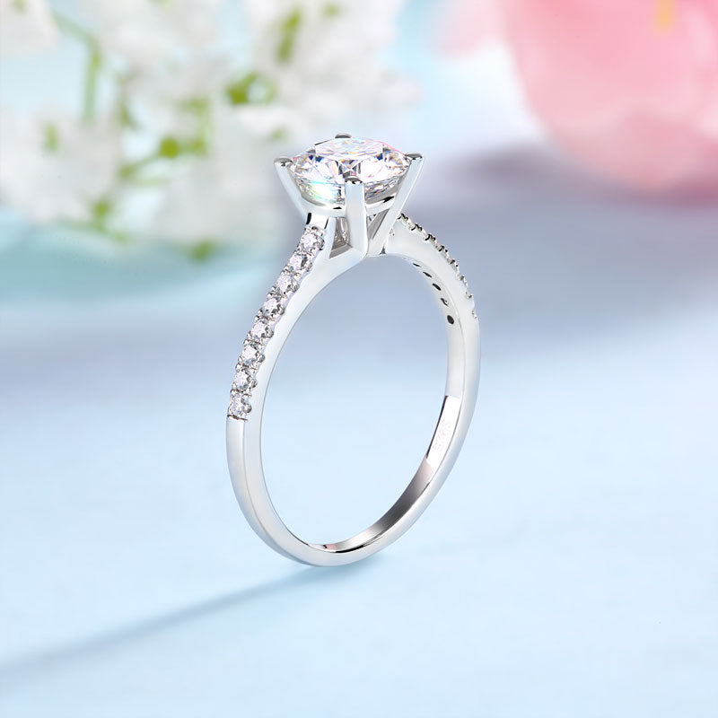 1 Carat Moissanite Diamond Ring Set 925 Sterling Silver