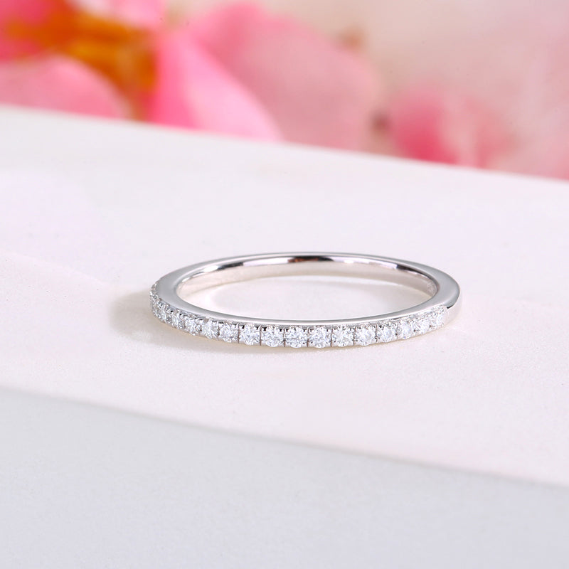 Moissanite Diamond Wedding Band Half Eternity - View 2 | SelinJewels