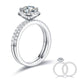 1 Carat Moissanite Diamond Halo Ring Set 925 Sterling Silver