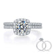 Cushion Cut 1 Carat Moissanite Diamond Ring Set 925 Sterling Silver