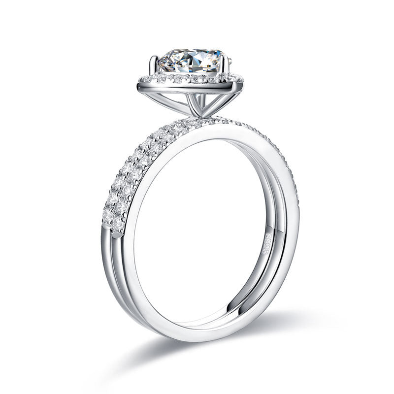 The Amorette Set - heart moissanite ring alternate view