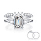 2 Carat Emerald Cut Moissanite Diamond Ring Set 925 Sterling Silver