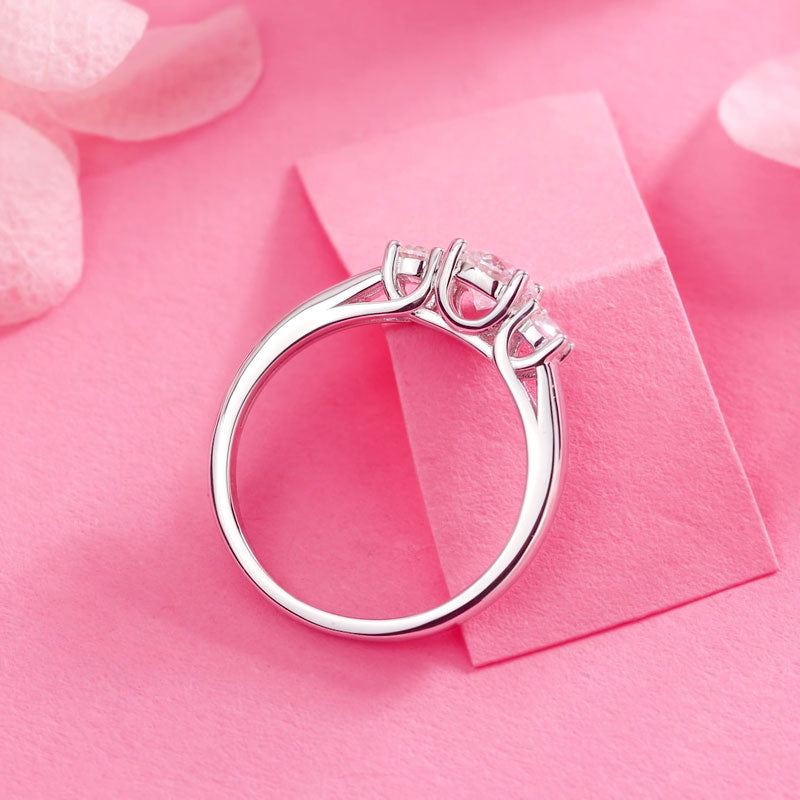 Three Stone Moissanite Diamond Wedding Band Ring - View 5 | SelinJewels